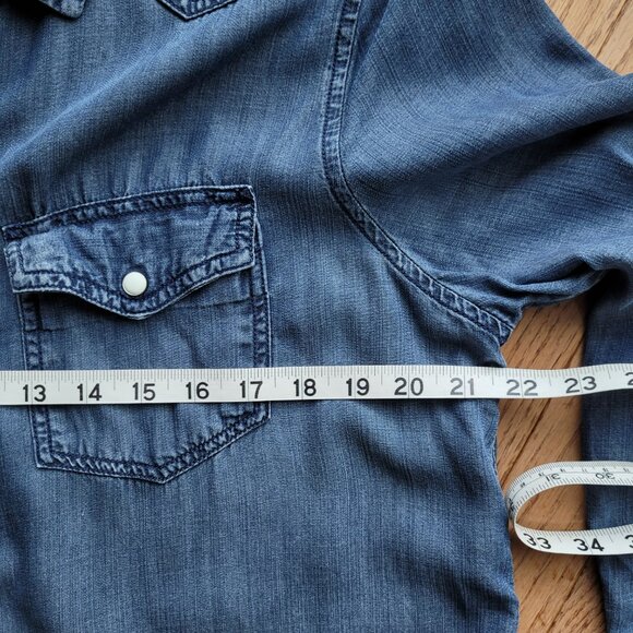 Lola River Blouse Chambray Long Sleeve Button Up L - Picture 10 of 12